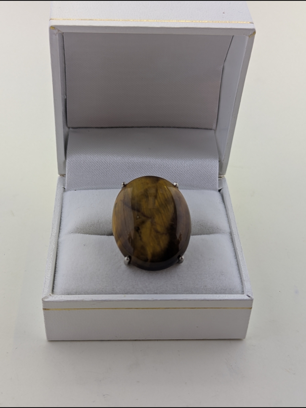 🐯 Vintage Sterling Silver Tiger's Eye Statement Ring ✨